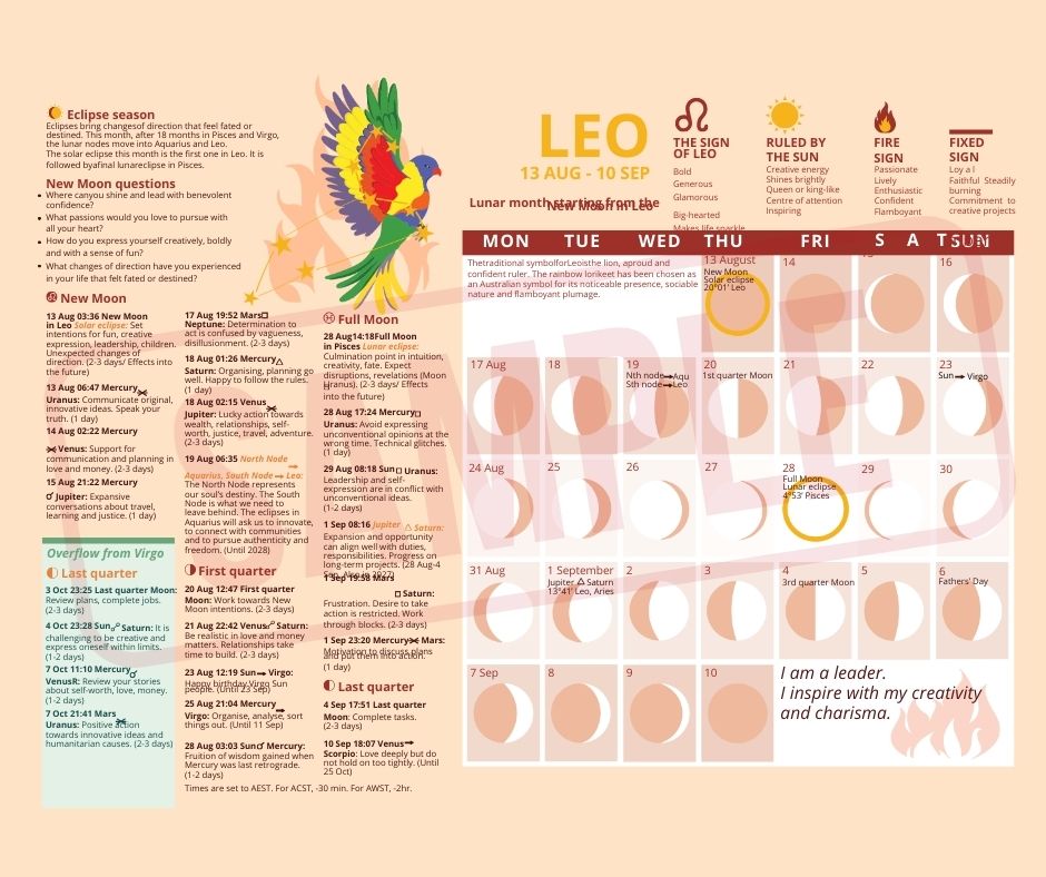 DIGITAL VERSION - Sun + Moon Calendar Australia 2026